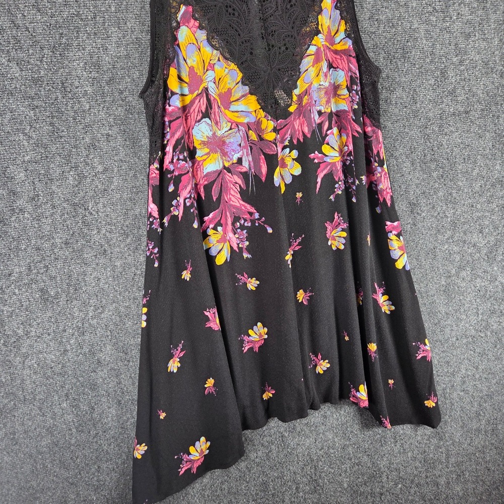 Free People Marsha Floral Lace Mini Slip Dress Black Rayon Boho Fairy Ethereal - Picture 6 of 14